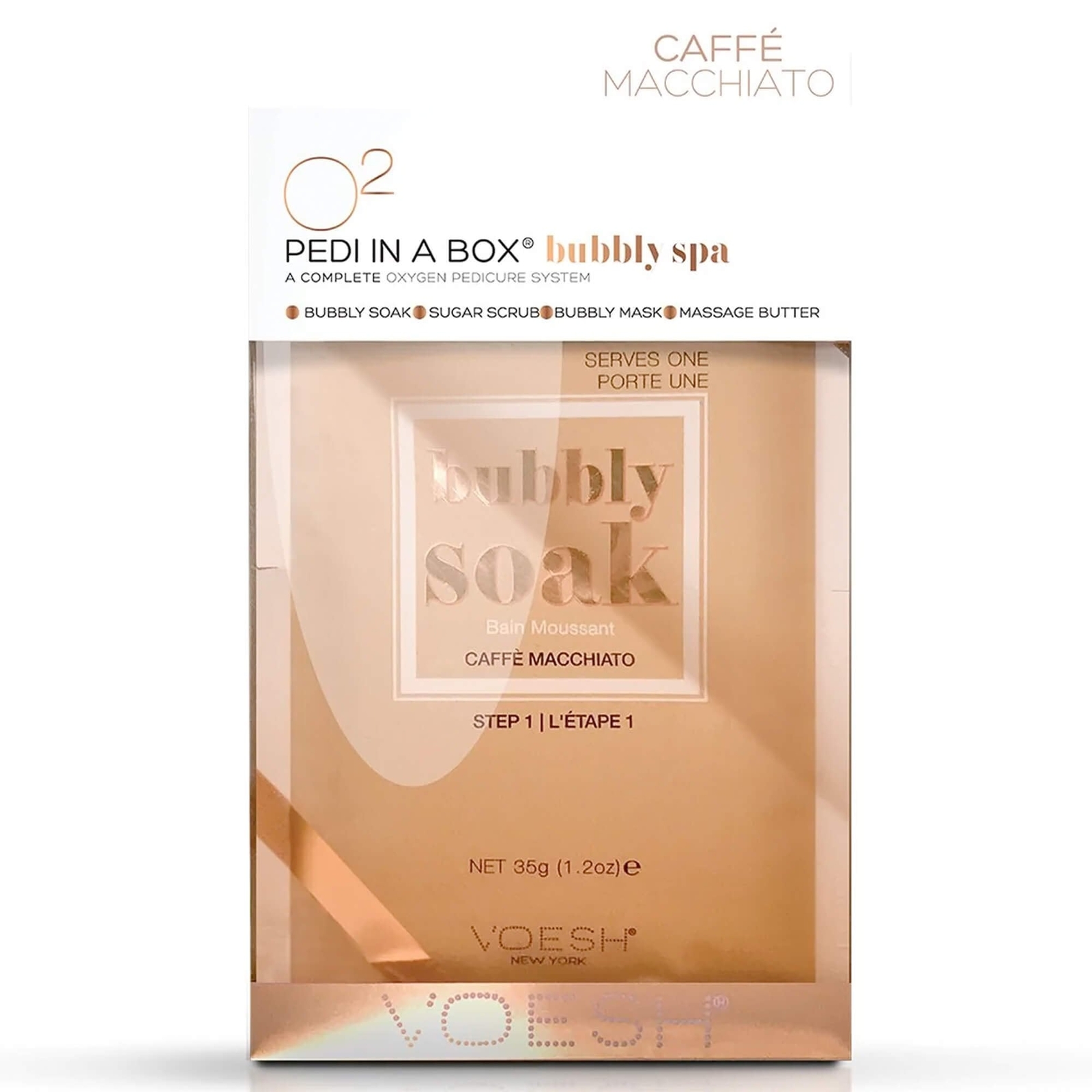 Voesh New York Pedi In A Box - Oxygen Pedicure 4 Step - Caffé Macchiato (4x35g)