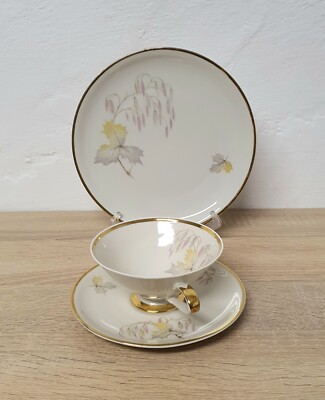 Hutschenreuther Arzberg Bavaria Gedeck Trio Porzellan Goldrand Vintage 50er