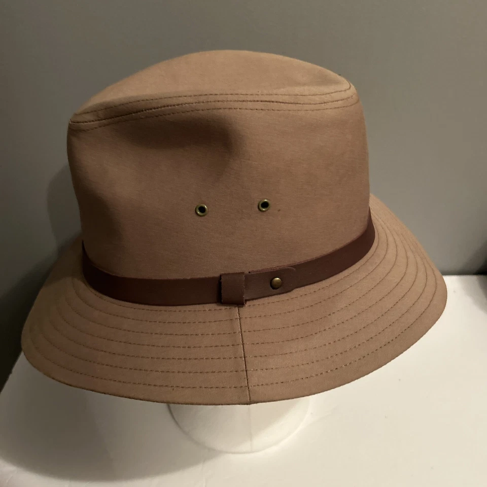 VTG Dobbs USA Brown Gable Safari Fedora With Leather Strap & Grommeted Large - Image 2 of 4