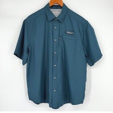 Eddie Bauer Tech Woven Vented Fishing Short Sleeve Shirt Teal Men's Size XL