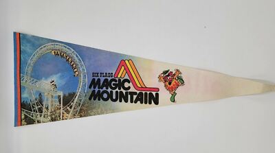 Vintage 1970's California Six Flags Magic Mountain Full Color Rare Felt Pennant