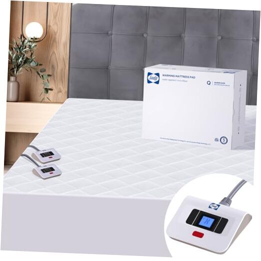 Heated Mattress Pad Size 60x80 Inch | Luxury Quilted Queen Diamond Quilted