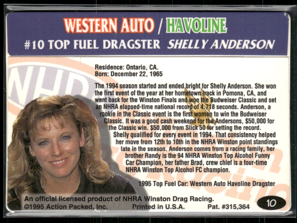 Shelly Anderson Signed 1995 Action Packed IP Auto #10 - Image 2 of 2