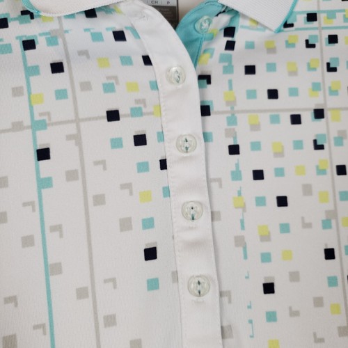 Callaway Golf Polo Shirt Womens Small White Geometric Slim Fitting 1/4 Button - Picture 3 of 8