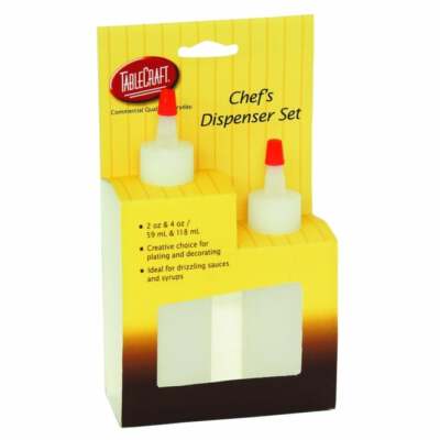 2er Set Chef, Squeeze Sauce Flaschen Klar 2oz - 4oz Dekorieren Nieseln 