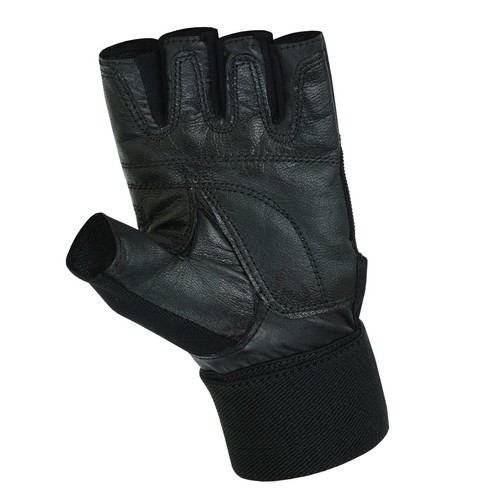 Fingerless Fitness Workout Gym Weightlifting Leather Wrist Strap Training Gloves - Picture 3 of 4