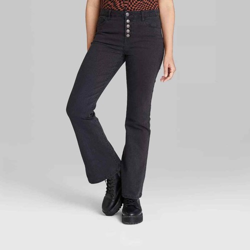 Rise Flare Jeans Button Fly 