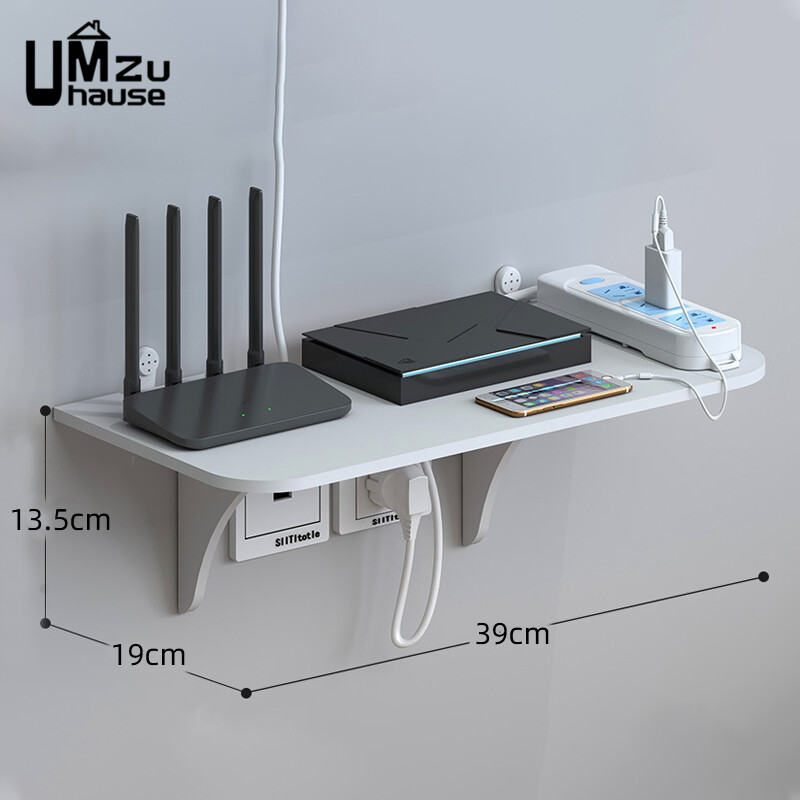 Router Floating Shelf Hanging Rack Multi Tap Outlet Wifi TV Set Top Box