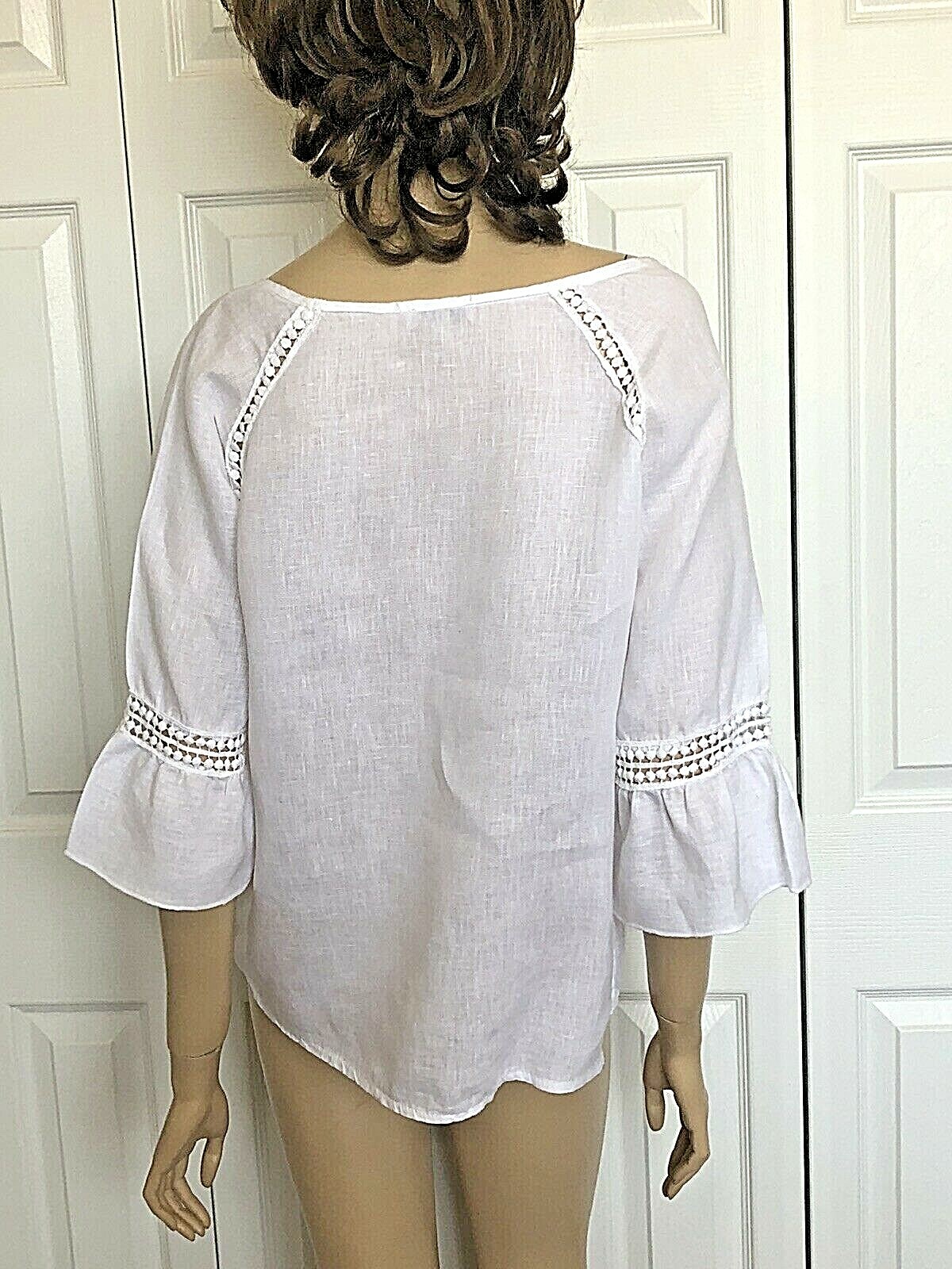 BELLAMBRA ITALY WHITE CRISPY LINEN CROCHET TRIM BLOU… Gem