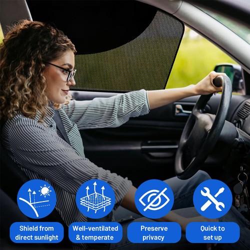 Magnetic Car Window Sun Shade Mesh Privacy Screen & UV Protector Half Blackout - Picture 7 of 8