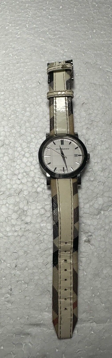 BURBERRY BU1379 Ladies White Check Strap Watch eBay