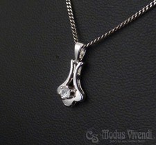 Vintage Small Silver Pendant 925 Silver with White/Colorless Stone 0.8g