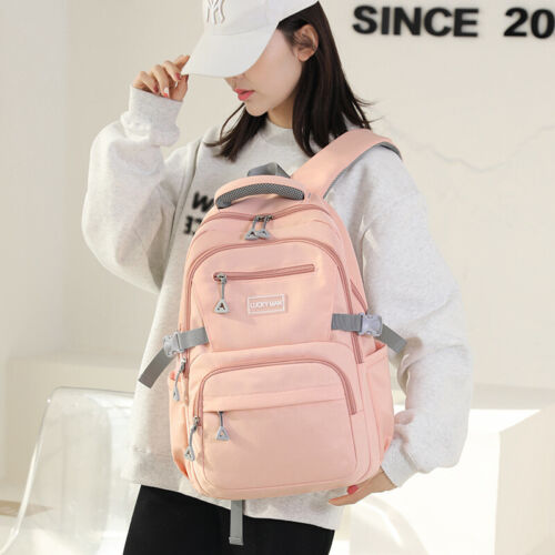 Women's Backpack Solid Teenage Girls School Shoulder Bag Waterproof Nylon - Picture 4 of 14