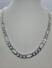 925 Sterling Silver 8mm Figaro Link Chain Necklace Women's Men's 16"-30" Italy