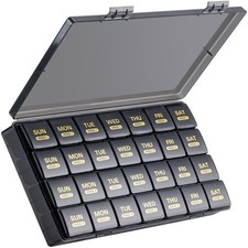 Monthly Pill Organizer, 28 Day Pill Box 1 Time a Day with Dust-Proof Case, Large
