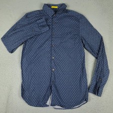 Ted Baker Shirt Mens Large Blue Long Sleeve Button Up Pocket Patterned Casual
