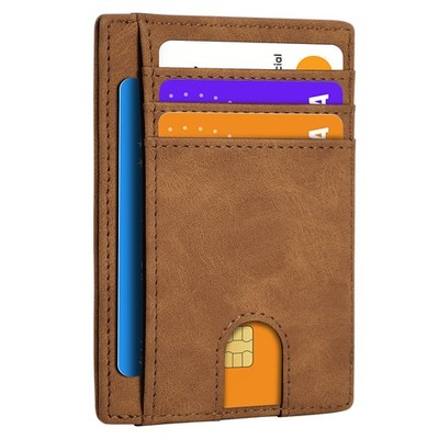 XZVXZV Slim Minimalist Wallet for Men,Front Pocket 3.0'' x 4.3'' x 0.12'', Brown