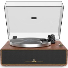Turntable Record Player with Built-in Speakers, Vinyl Record Player Support