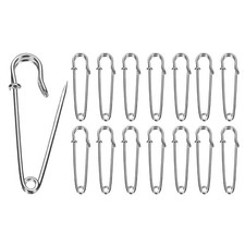 15pcs Safety Pins 50mm Electroplated Large Safety Pin for Clothes Silver