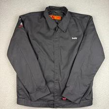 Mens Large Black Quilt Lined Mechanic Jacket Ripstop Logo Toyota Indiana Red Kap