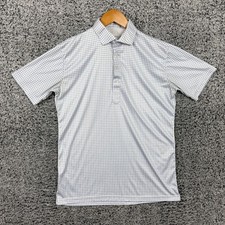 Collars  Co Polo Shirt Mens Medium White Check Dress Collar Golf Performance
