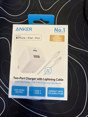 ANKER - 2-Port Charger with Lightning Cable MFI-Certified - White - 32 W