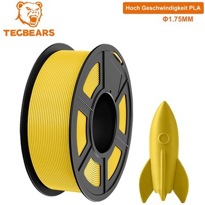 TECBEARS PLA Hohe Geschwindigkeit 600mm/s 1,75mm 3D Filament Schnelle PLA Gelb