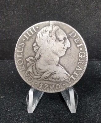 1790 Mo F.M. MEXICAN 8 REALES SILVER COIN Slightly Bent #7792