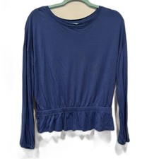 Banana Republic Top Peplum Long Sleeve Blouse Blue Peplum Office Women Small