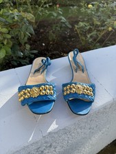 Bottega Veneta Women's Medusa Gilt Decor Leather Flats Shoes 9 B