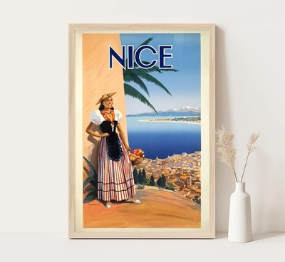 Nice Cote d Azur Vintage Poster | France Travel Wall Art