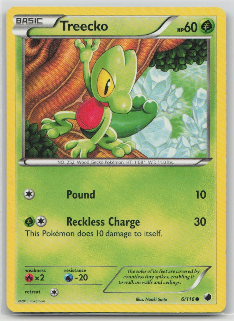 Treecko 6/116 Common Plasma Freeze Pokemon Moderately Played