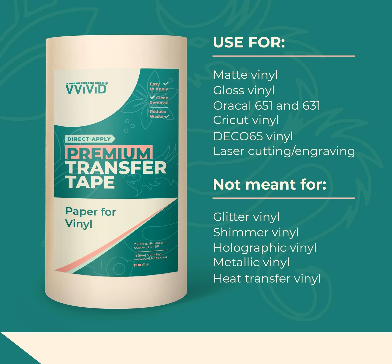 Easy-Apply 6"x100' Medium Tack Transfer Tape Compatible with Cricut & More - product detail image 4