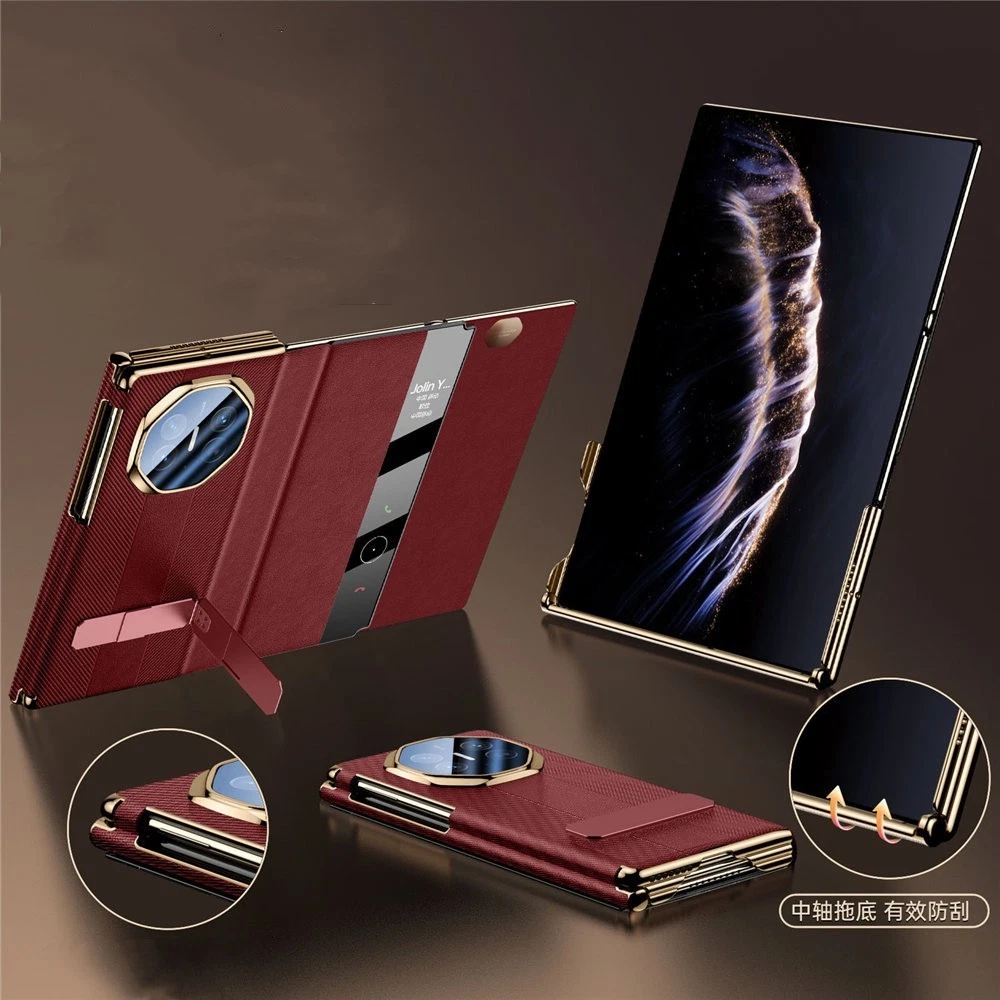 Genuine Nappa Leather Bracket Case For Huawei Mate XT XTS Window View Full Cover - Picture 26 of 28