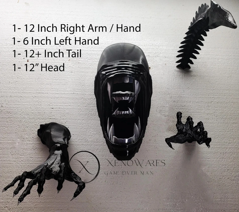 Kit de Pared Xenomorfo Grande | Busto Aliens vs Predator l HR Giger Horror Arte de Pared Foto 4 de 4