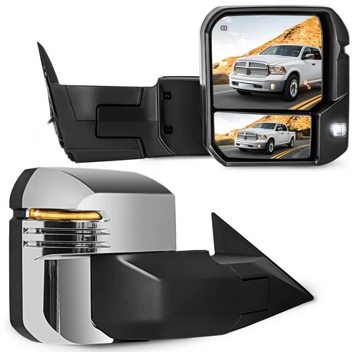 Chrome Caps For 2022-2025 Toyota Tundra Power Heated Tow Mirrors Turn Signal BSM