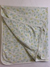 Vintage Carter's Receiving Baby Blanket Yellow Bears Bunnies 100 Cotton