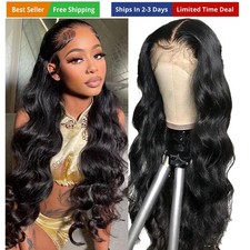 13x4 Body Wave Lace Front Wigs Human Hair Pre Plucked 180 Density HD Transpa...