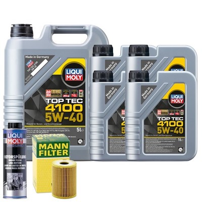Motoröl 5W40 LIQUI MOLY Top Tec 4100 9L +MANN Ölfilter +Spülung