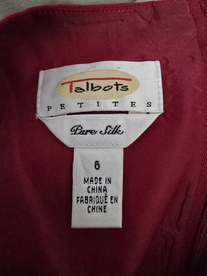 Talbots Pure Silk Sleeveless Red Sheath Dress Women's Size 6P Petite Formal  - Image 3 of 4