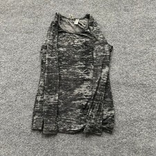 Free People Long Sleeve Shirt Womens XL Black Grey Space Dye Ribbed Made in USA
