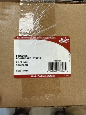 MALCO FBS2BX Foamboard Staple,2 1/2 In,PK300