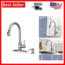 Elegant Kitchen Faucet with Soap Dispenser & 360 Swivel Pull-Down Sprayer