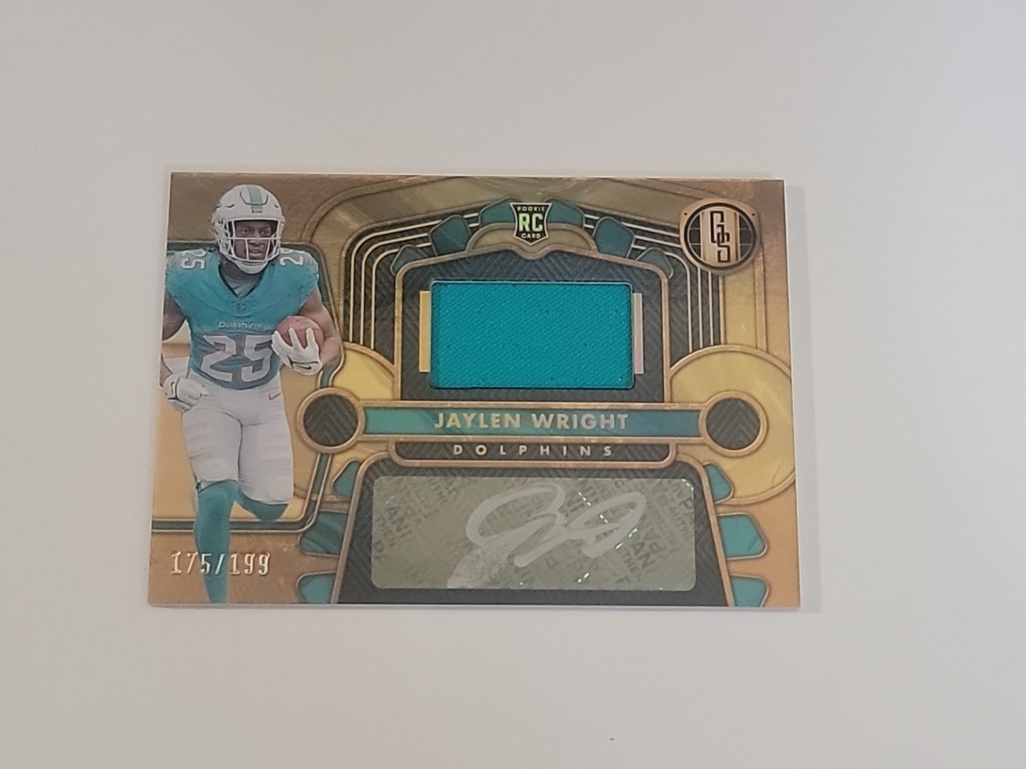 2024 Jaylen Wright Gold Standard #233 Rookie RC Patch Auto /199 Dolphins RPA