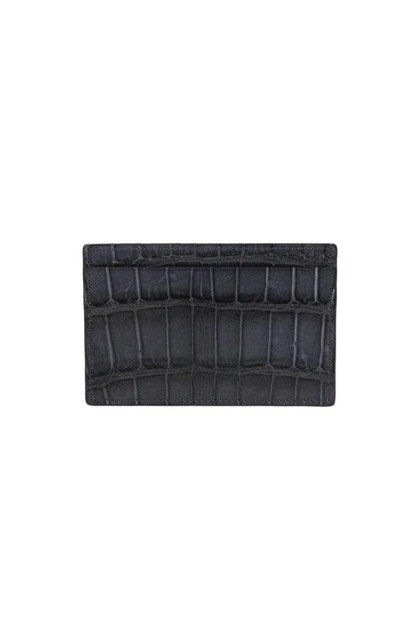 Sergio Rossi Womens Embossed Leather Card Holder Wallet Grey