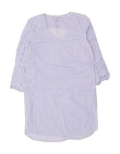 J. CREW Womens Long Sleeve Shift Dress UK 10 Small Blue Striped Cotton BF64