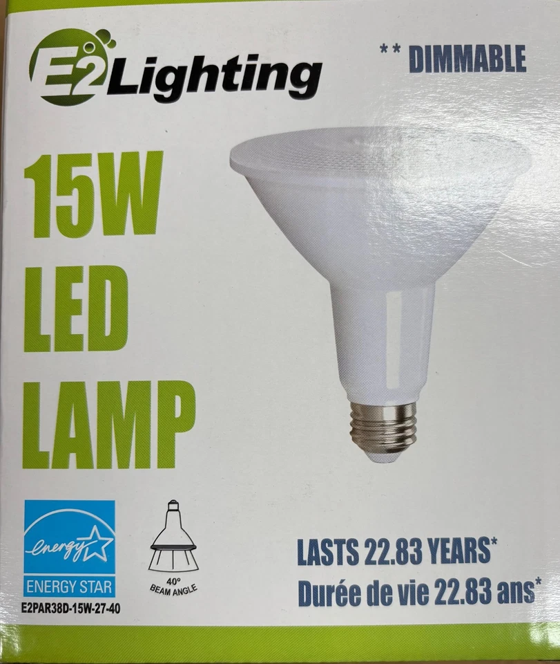 (2 Pk) 15W LED Par38 4000K dimmable @120 volts 40 deg beam angle - Image 3 of 4