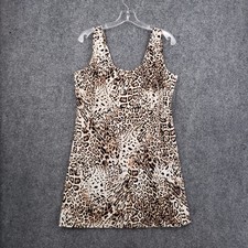 Calvin Klein Mini Dress Womens 10 Beige Mini Sleeveless Leopard Print