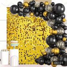 Gold Shimmer Wall Backdrop 36 Panels 6 x 6 Ft Party Decor R048
