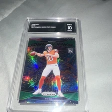 2024 Panini Prizm Fireworks Green Prizm Rookie #23 Bo Nix GMA 10 Broncos NFL